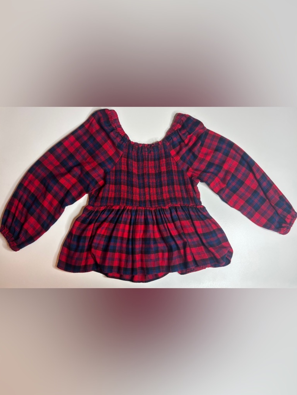 Torrid Plaid Smocked Babydoll Top Size 1 Cottagecore Boho - Picture 2 of 7